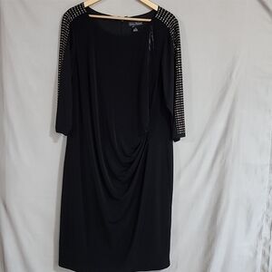 Women's Jessica Howard Formal Dress with Beads Accent, Black, Size 18W, PreOwned